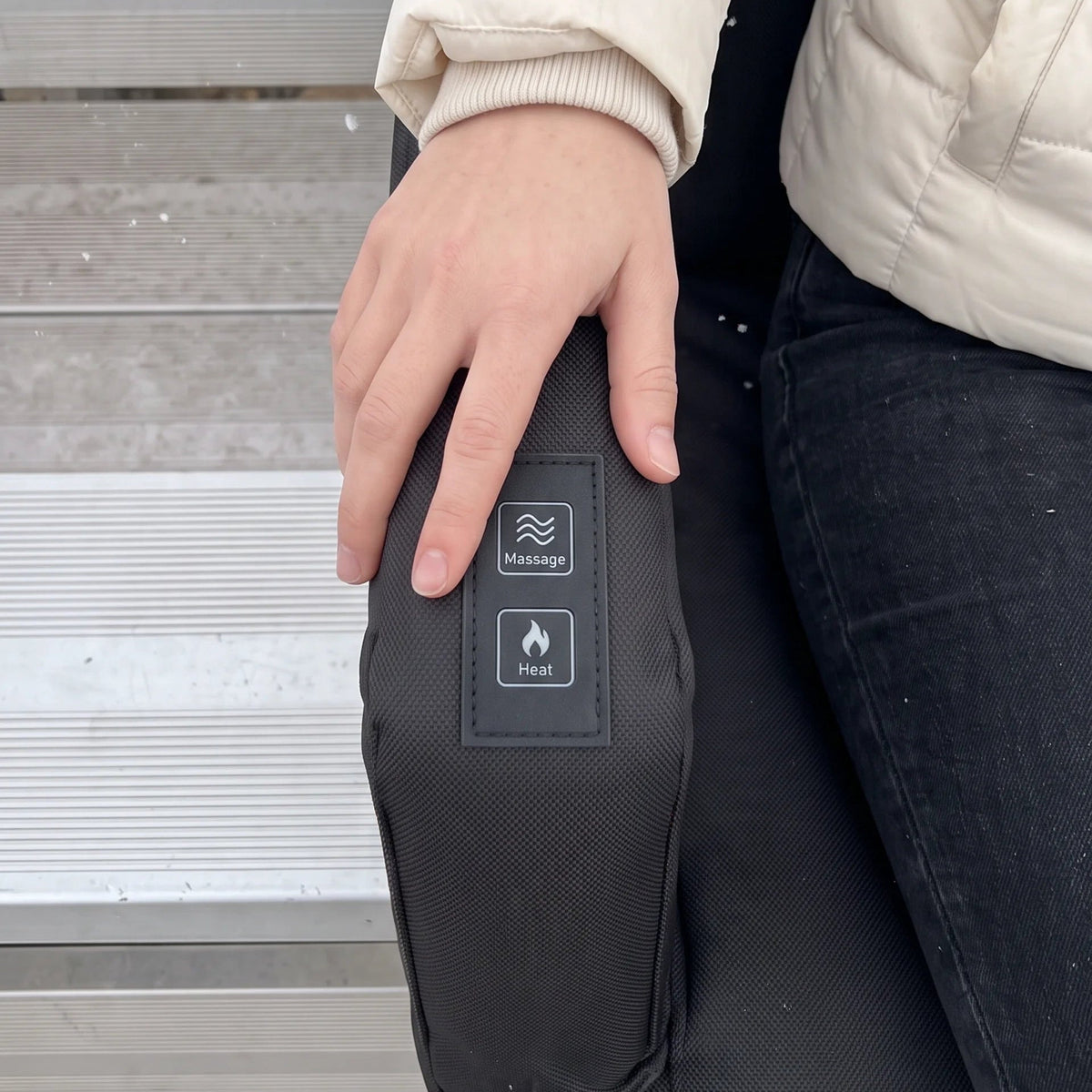 Massage and Heat buttons on the Benchwarmer armrest