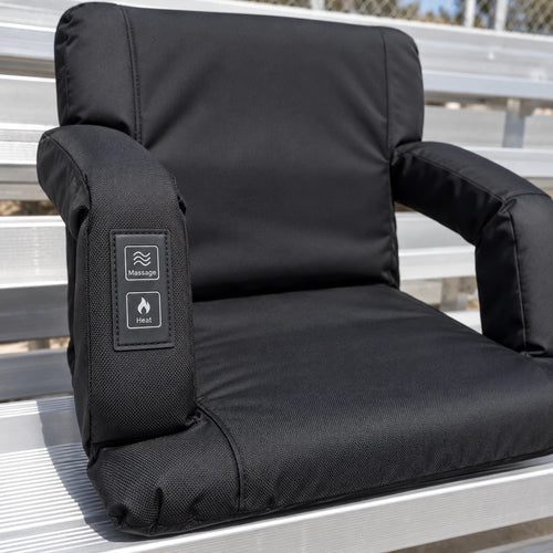 Benchwarmer heated stadium seat on aluminum bleachers