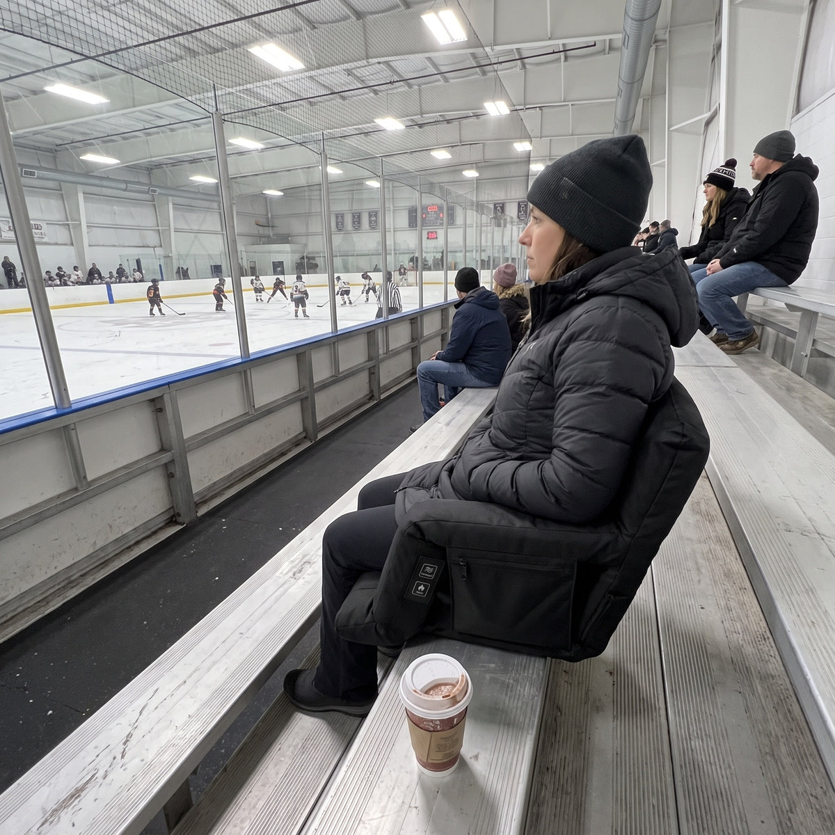Benchwarmer seat at an ice hockey rink